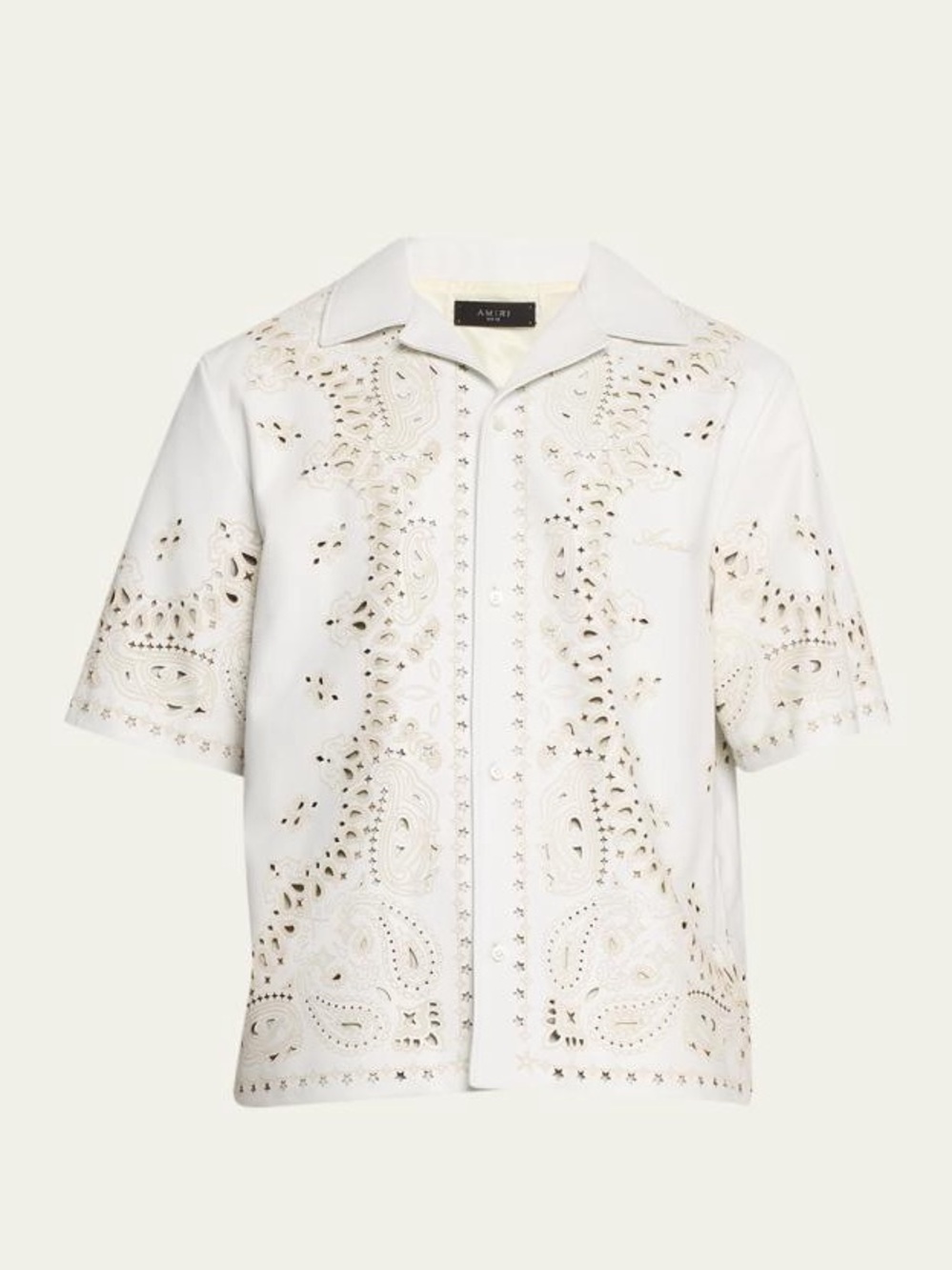Amiri Laser Bandana Camp Shirt Ovine Leather White Men’s EU 54/US 44/XL